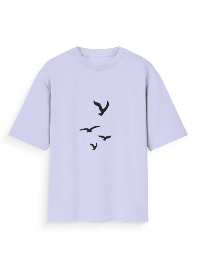 Flying Birds Oversized T Shirt for Women - Front View | House Of Anit