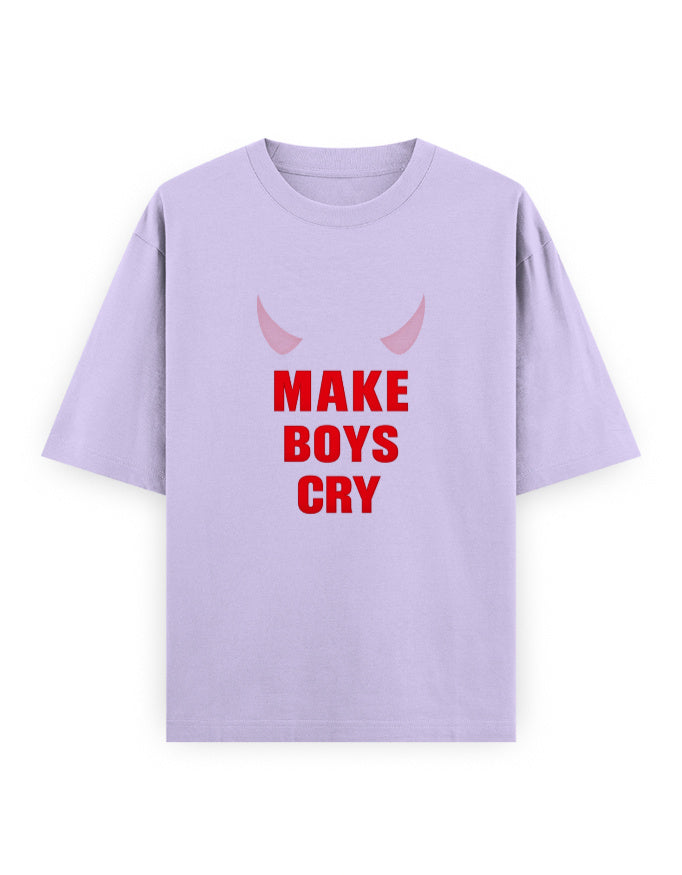 Make Boys Cry Oversized T Shirt for Women - Front View | House Of Anit