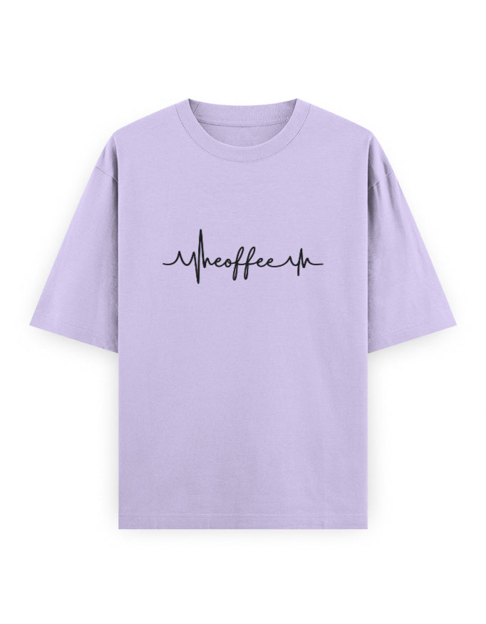 Coffee Heartbeat Oversized T Shirt for Women - Front View | House Of Anit