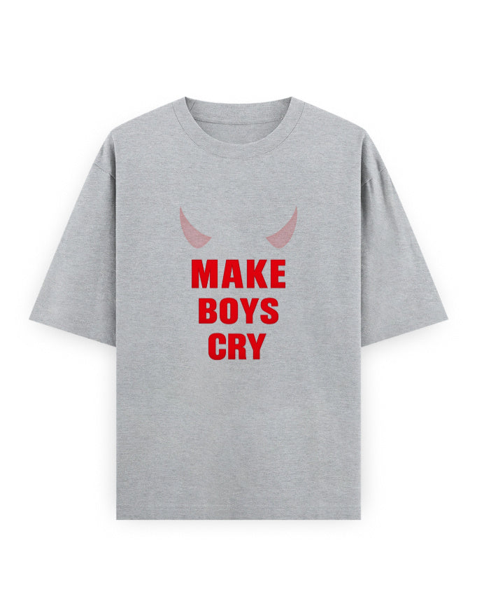 Make Boys Cry Oversized T Shirt for Women - Front View | House Of Anit