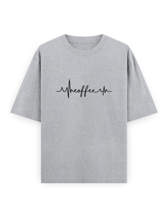 Coffee Heartbeat Oversized T Shirt for Women - Front View | House Of Anit