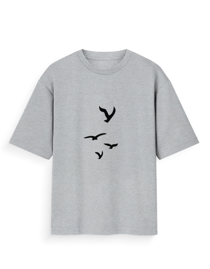 Flying Birds Oversized T Shirt for Women - Front View | House Of Anit