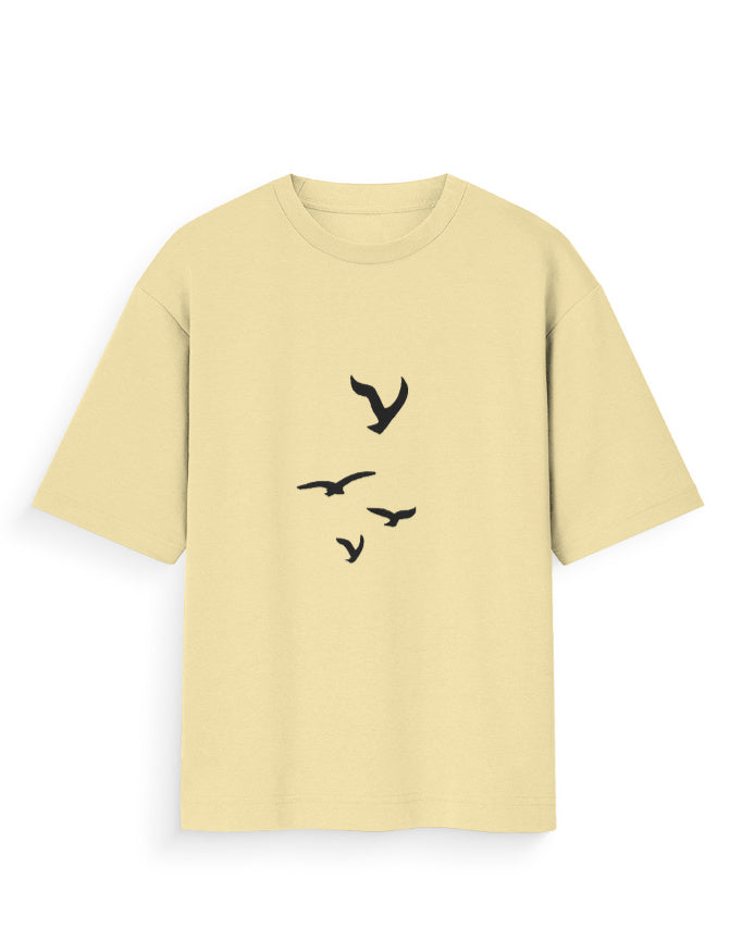 Flying Birds Oversized T Shirt for Women - Front View | House Of Anit