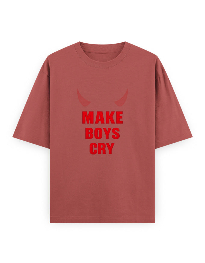 Make Boys Cry Oversized T Shirt for Women - Front View | House Of Anit