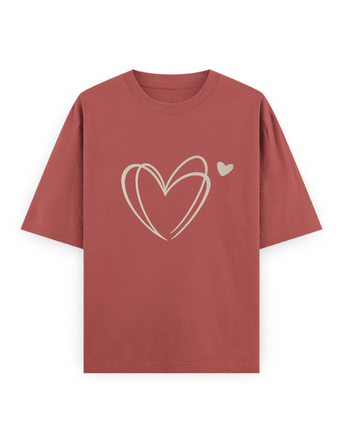 Heart Scribble Oversized T Shirt for Women - Front View | House Of Anit