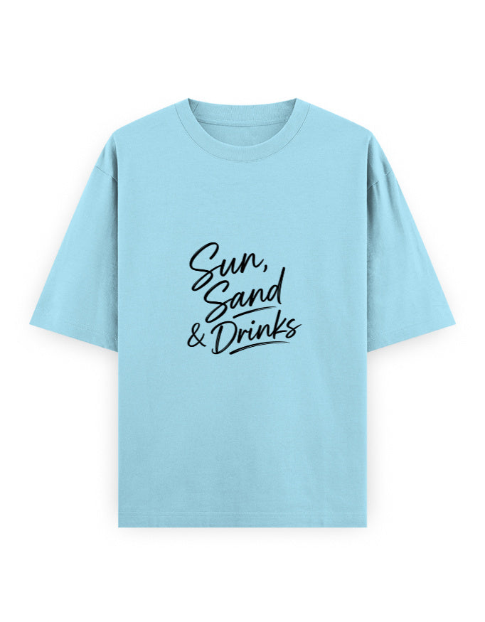 Sun Sand and Drinks Oversized T Shirt for Women - Front View | House Of Anit