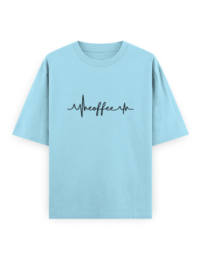 Coffee Heartbeat Oversized T Shirt for Women - Front View | House Of Anit