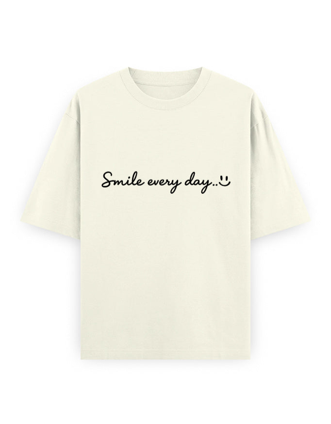Smile Every Day Oversized T Shirt for Women - Front View | House Of Anit