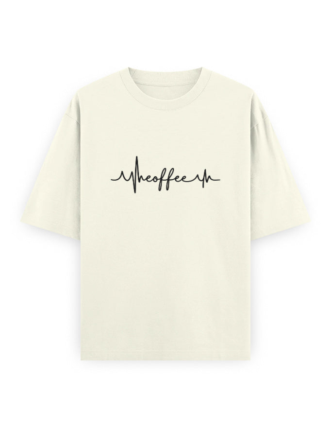Coffee Heartbeat Oversized T Shirt for Women - Front View | House Of Anit