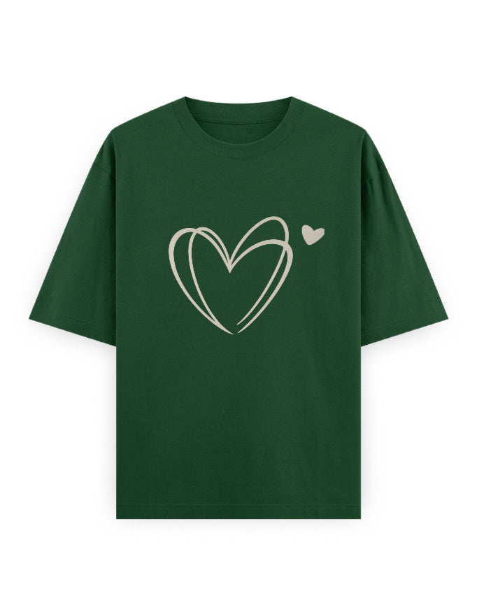 Heart Scribble Oversized T Shirt for Women - Front View | House Of Anit