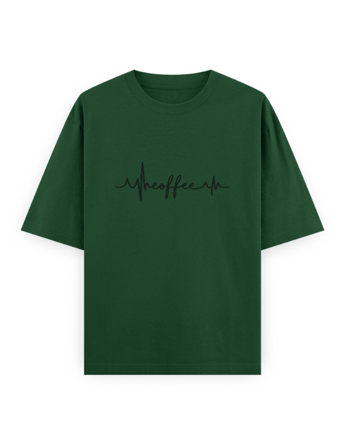 Coffee Heartbeat Oversized T Shirt for Women - Front View | House Of Anit