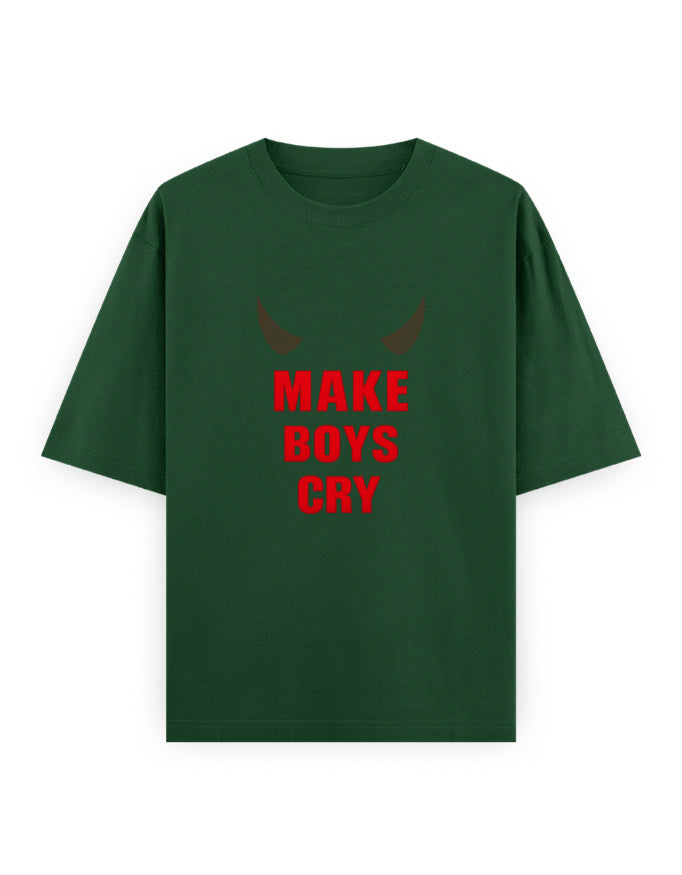 Make Boys Cry Oversized T Shirt for Women - Front View | House Of Anit