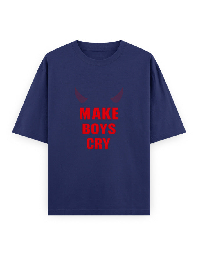 Make Boys Cry Oversized T Shirt for Women - Front View | House Of Anit