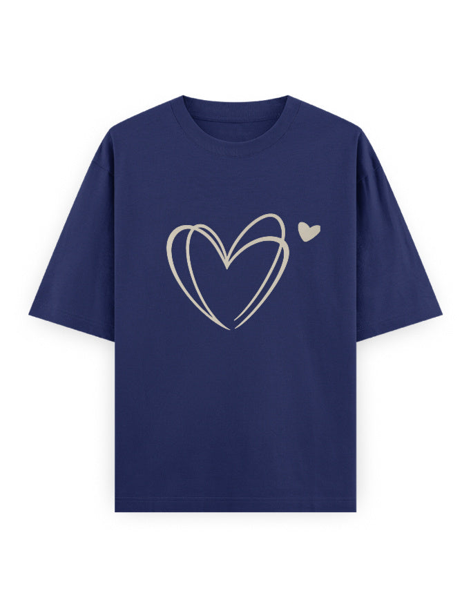 Heart Scribble Oversized T Shirt for Women - Front View | House Of Anit
