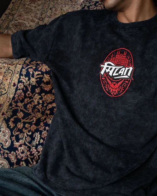 AC Milan Hindi Acid Wash Football T-Shirt | House of Anit