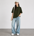 Olive Oversized T Shirt Women - Unisex Heavyweight Cotton Tee