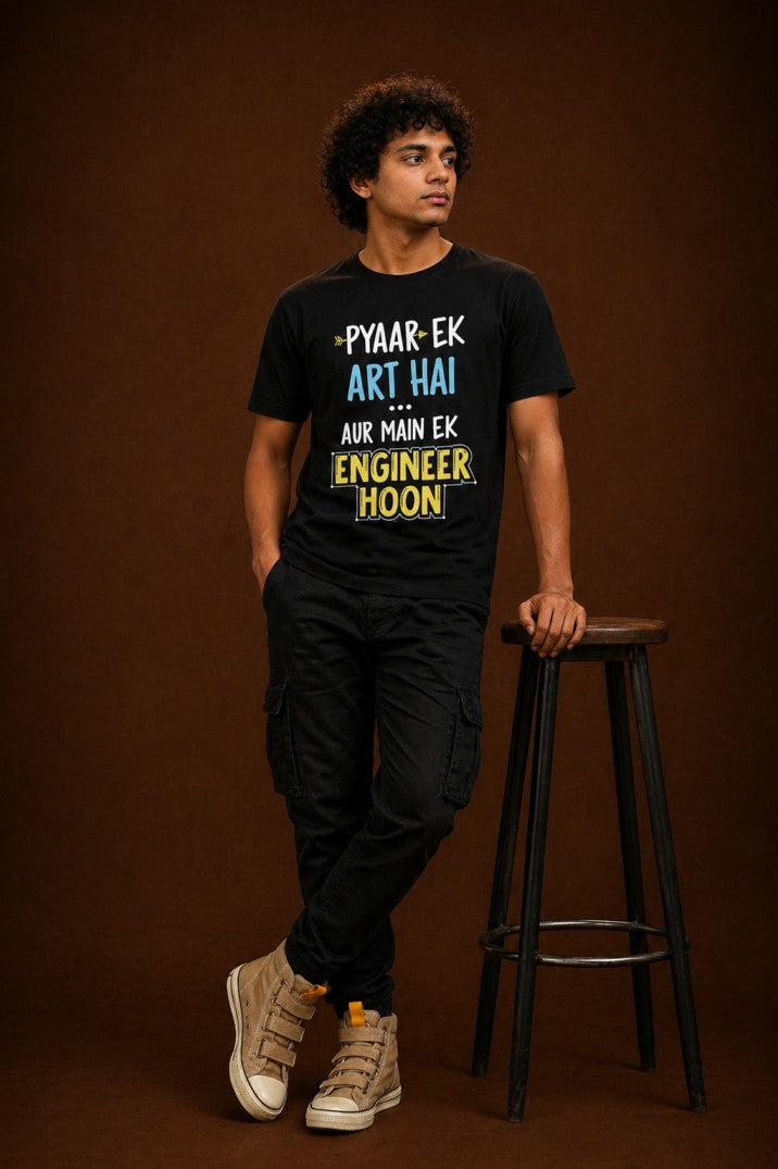 Tshirt Design Pyaar Ek Art Hai Engineer Desi Graphic | Unisex Tee Gen Z