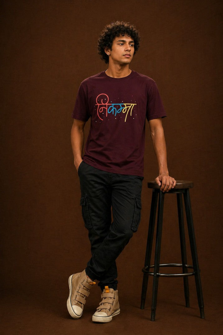 Printed Tshirt Design Nikamma Plain Graphic | Cotton Tee for Men