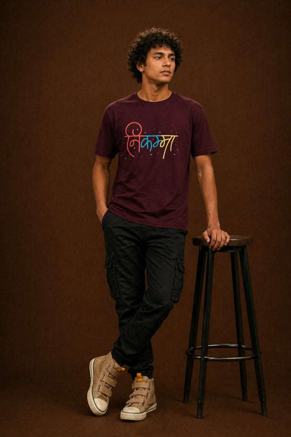 Printed Tshirt Design Nikamma Plain Graphic | Cotton Tee for Men
