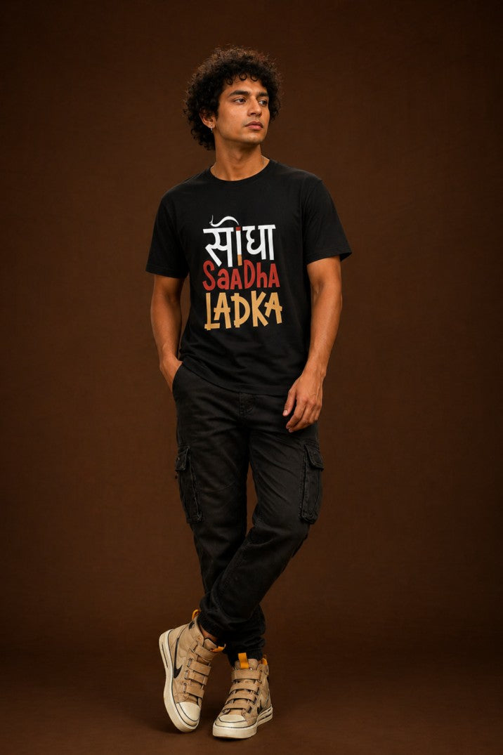 Printed Tshirt Design Seedha Ladka Infographic | Unisex Cotton Tee India