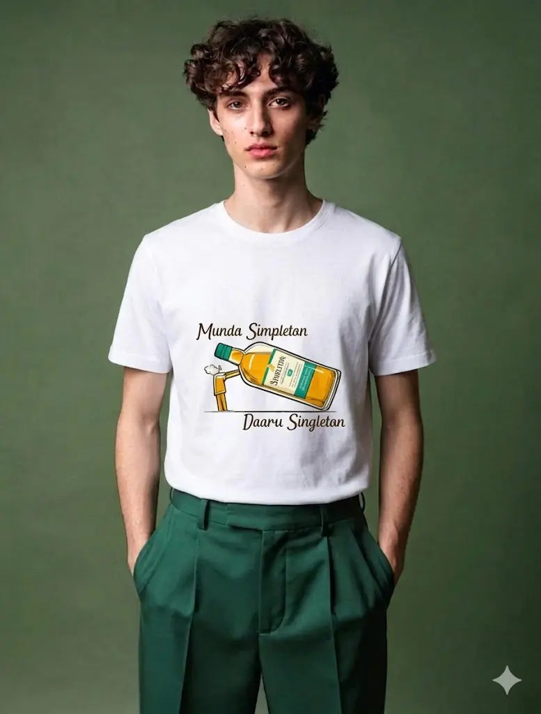 Munda Singelton Whiskey Cotton T-Shirt | Gen Z streetwear House Of Anit