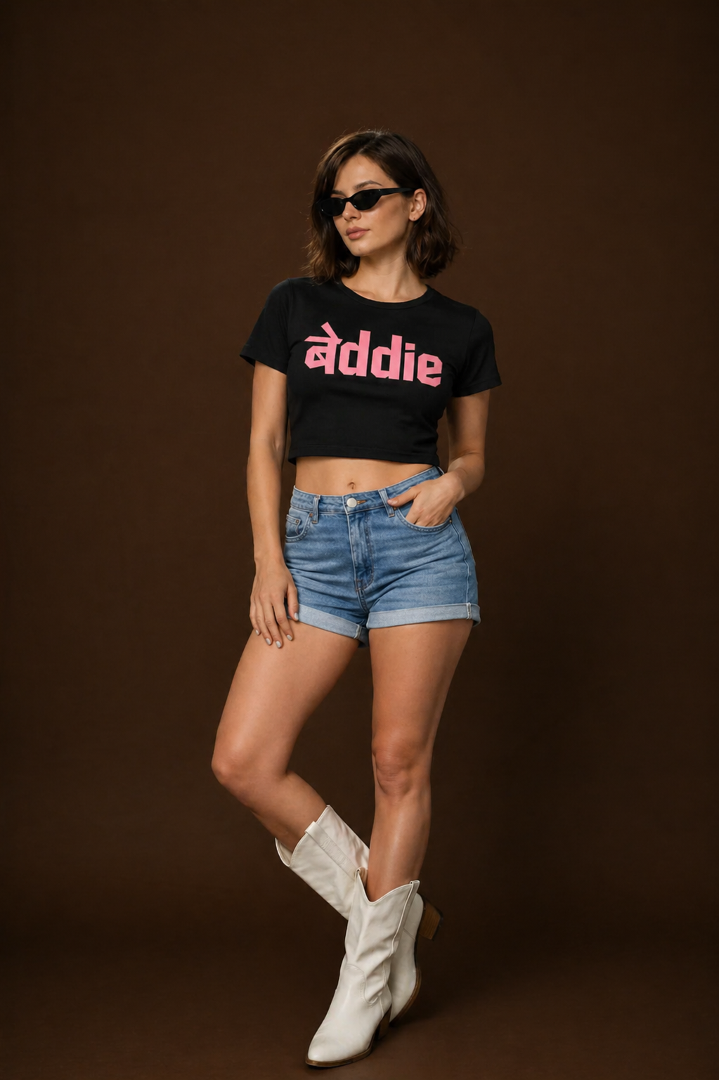 Baddie Women's Cropped Baby Tee | Fitted Graphic Print | Comfortable Gen Z Casual Top