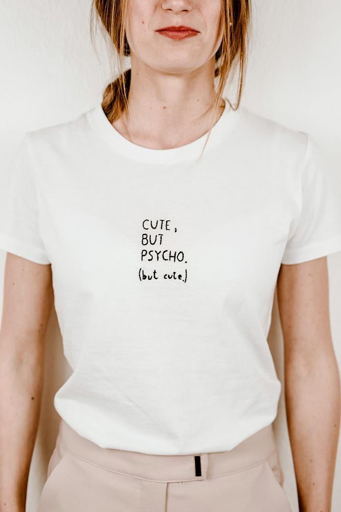 Cute But Psycho Oversized T Shirt for Women - Front View | House Of Anit