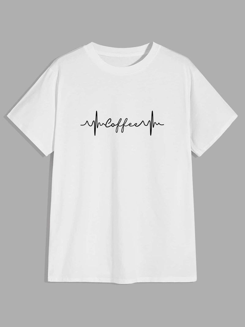Coffee Heartbeat Oversized T Shirt for Women - Front View | House Of Anit