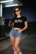 Badass Women's Crop Half Sleeve Top | Fitted Stretch Crop Tee Casualwear House Of Anit