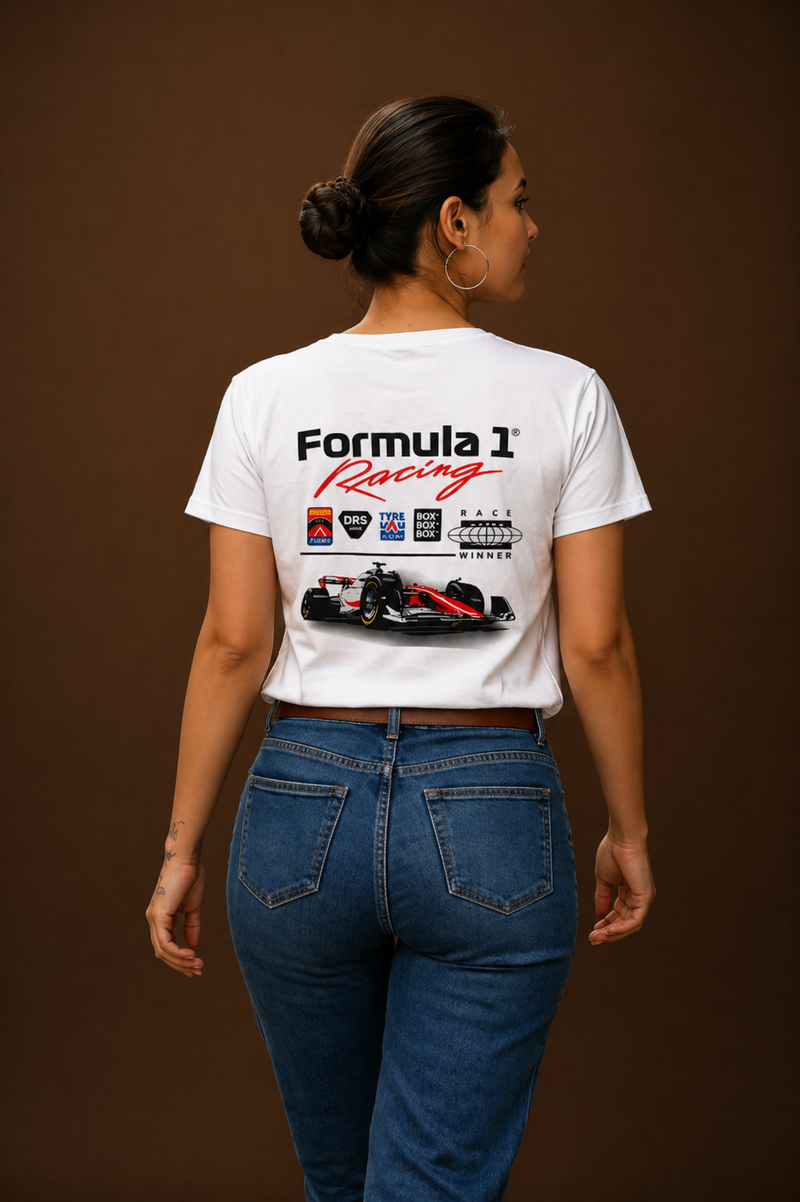 Formula 1 Graphic Print Women Crop Top | Cotton Half Sleeve Tee | Gen Z