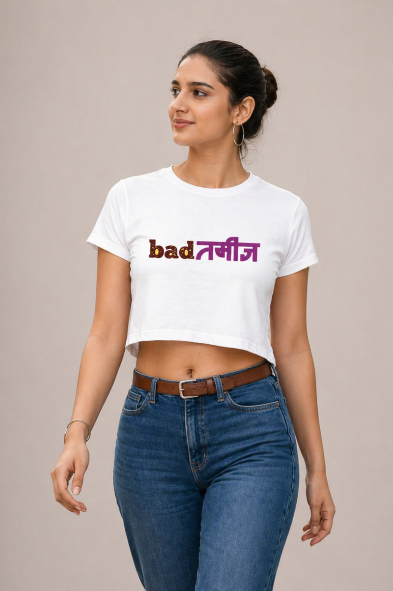 BadTameez Crop Top for Women | Fitted Half Sleeve Crop Tee | Trendy Casual Wear House Of Anit