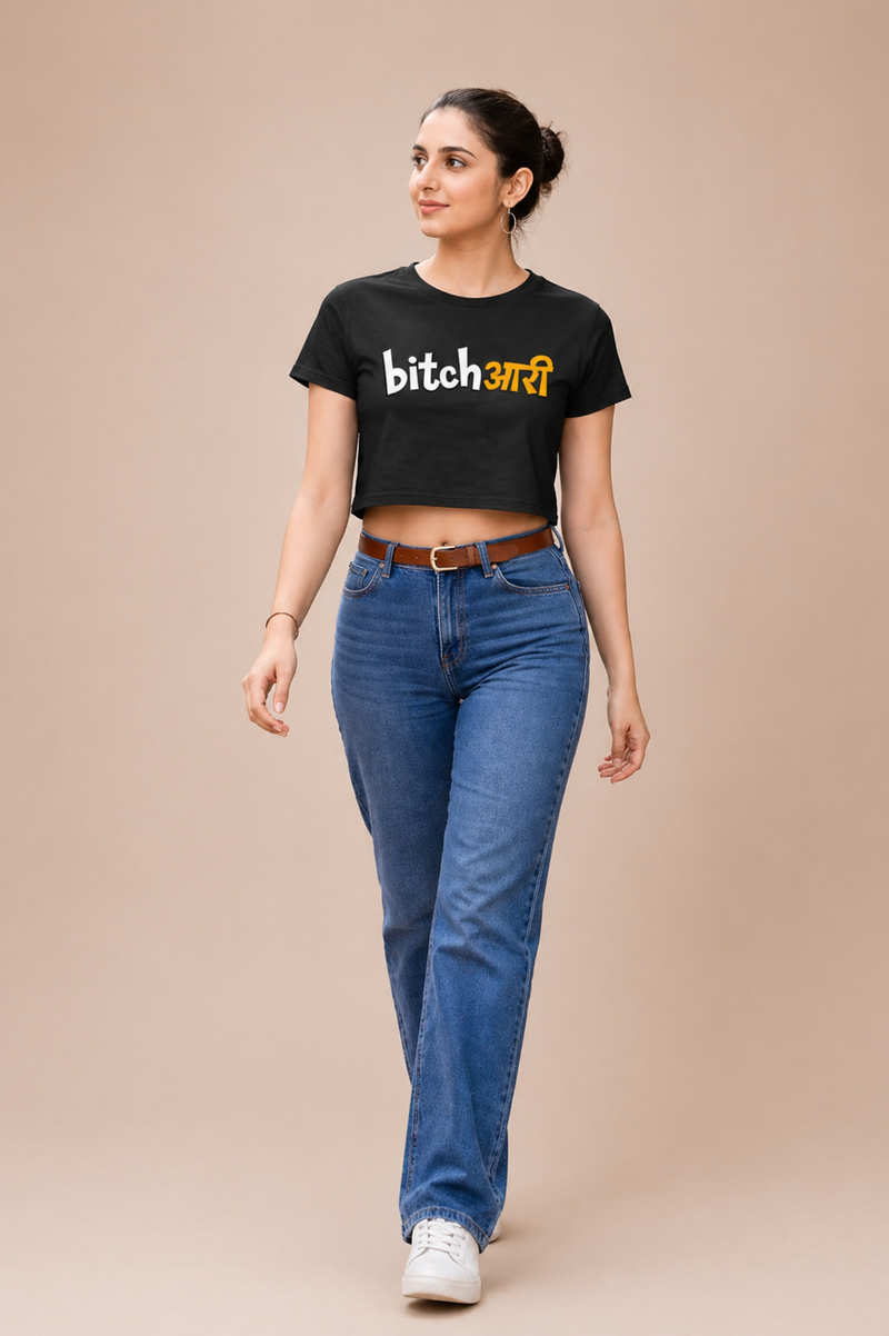 Crop Top for Women BitchAari | Fitted Graphic Print | Gen Z Casual Top House Of Anit