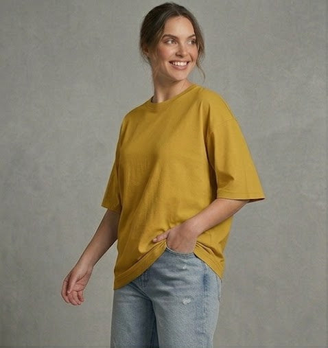 Mustard Oversized T Shirt Women - Unisex Heavyweight Cotton