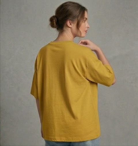 Mustard Oversized T Shirt Women - Unisex Heavyweight Cotton