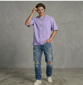 Lavender Oversized T Shirt Men — Solid Baggy Boxy Fit Drop Shoulder Pastel Cotton Tee | House Of Anit