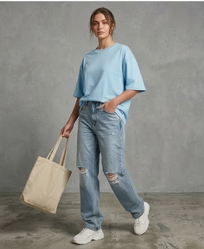 Baby Blue Oversized T Shirt Women Unisex Classic Fit