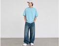 Baby Blue Oversized T Shirt Men | Solid Baggy Boxy Fit Drop Shoulder Cotton Tee | House Of Anit