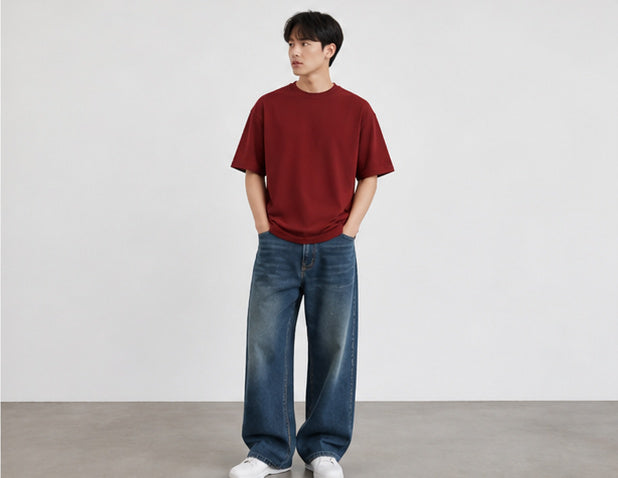 Red Oversized T Shirt Women - Unisex Heavyweight Cotton