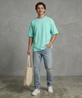 Mint Green Oversized T Shirt Men — Solid Baggy Boxy Fit Drop Shoulder Cotton Tee | House Of Anit