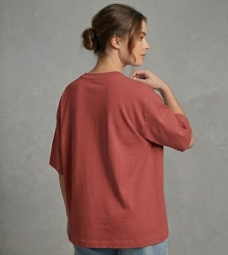 Coral Oversized T Shirt Women - Unisex Heavyweight Cotton